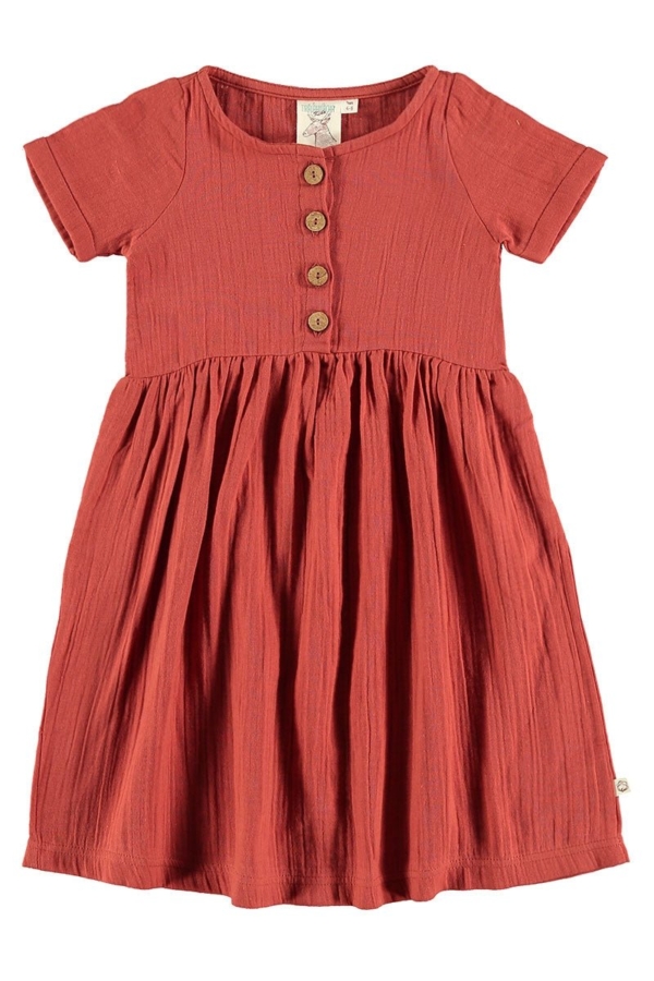 Vestido muselina teja