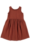 Reversible muslin dress in terracotta