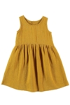 Reversible muslin dress in mustard