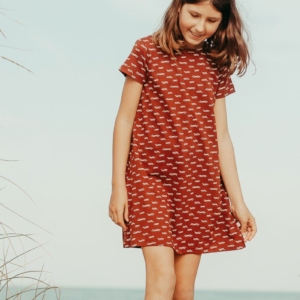 Evasé dress in terracotta