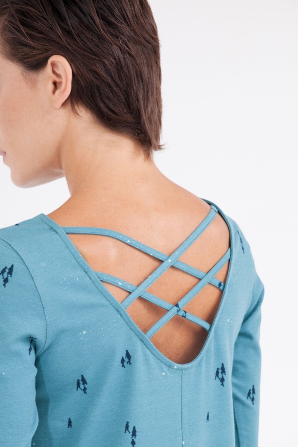 Vestido Carola Evasé color azul ópalo.