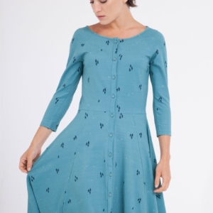 Vestido Celine manga ranglán azul ópalo.