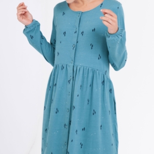 Vestido Ciel oversize cuello redondo azul ópalo