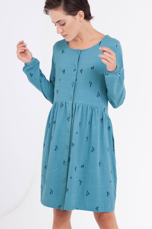 Vestido Ciel oversize cuello redondo azul ópalo