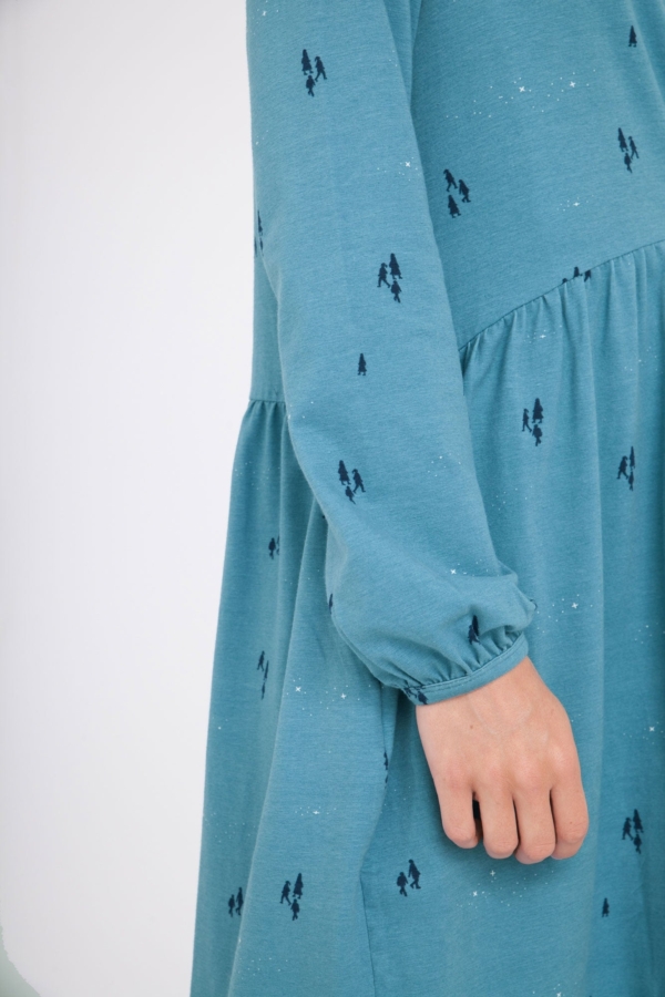 Vestido Ciel oversize cuello redondo azul ópalo