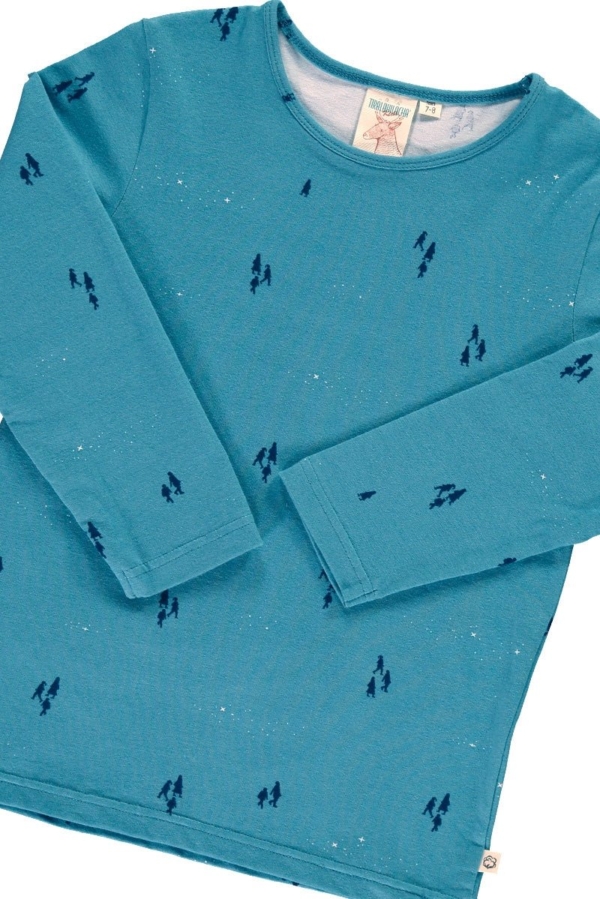 Unisex long sleeve t-shirt in opal blue color