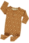 Baby long sleeve jumpsuit in mustard and moon phases print