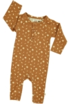 Baby long sleeve jumpsuit in mustard and moon phases print