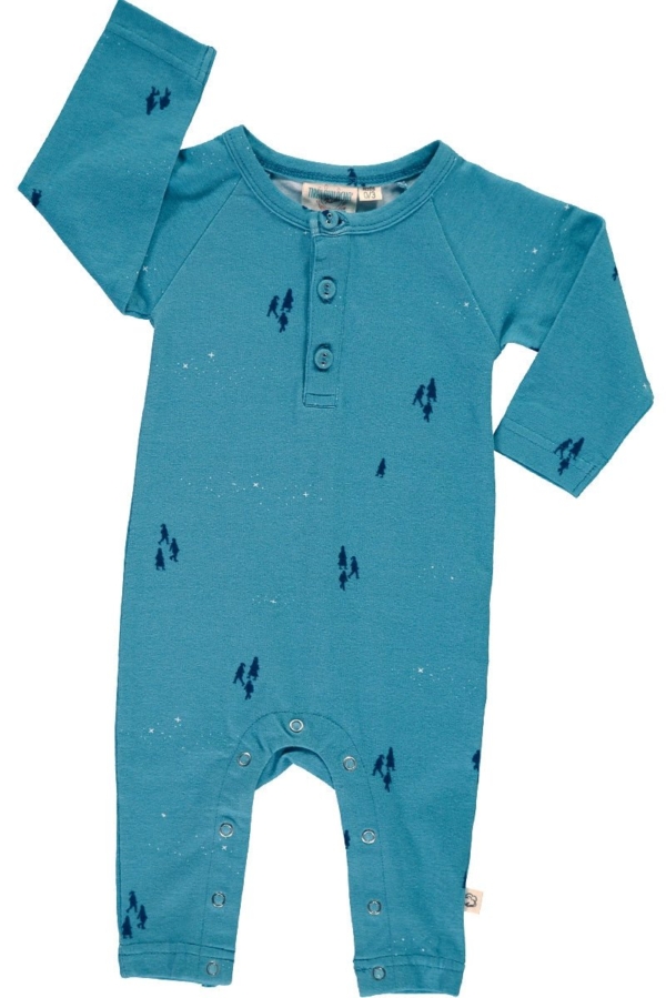 Baby long sleeve jumpsuit in opal blue color