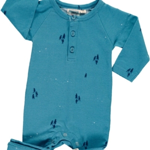 Baby long sleeve jumpsuit in opal blue color