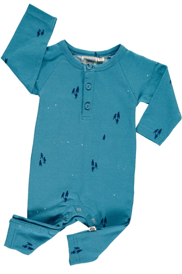 Baby long sleeve jumpsuit in opal blue color