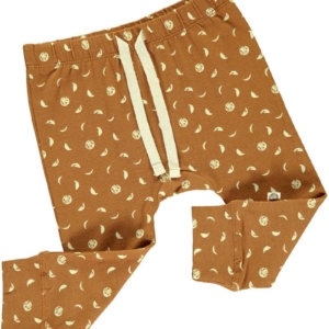 Baby pant in mustard and moon phases print