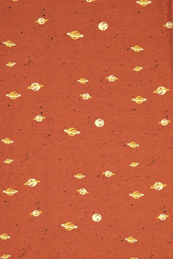 Oversize dress in terracotta and Saturn print