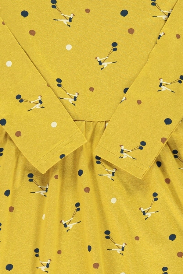 Vestido "classic"mostaza estampado trapecistas