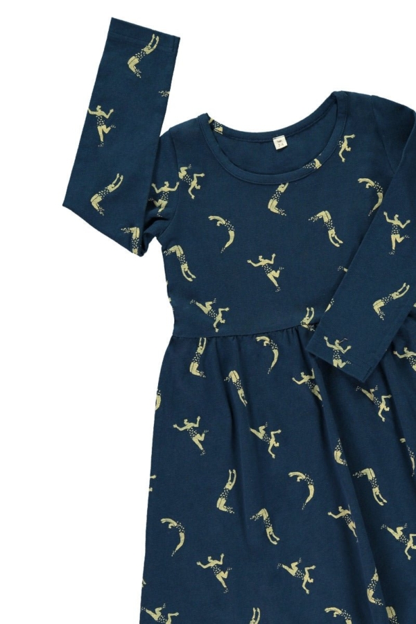 Vestido "classic"azul marino estampado acróbatas