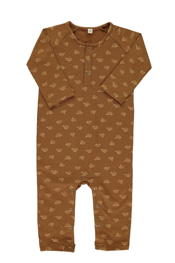 Mono bebé marrón estampado bicicletas