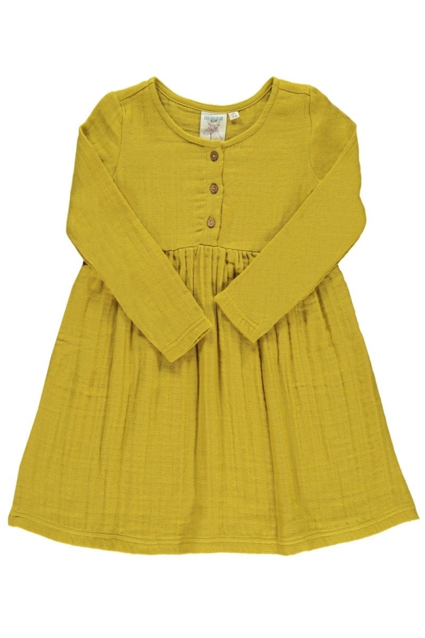 Vestido muselina basic mostaza