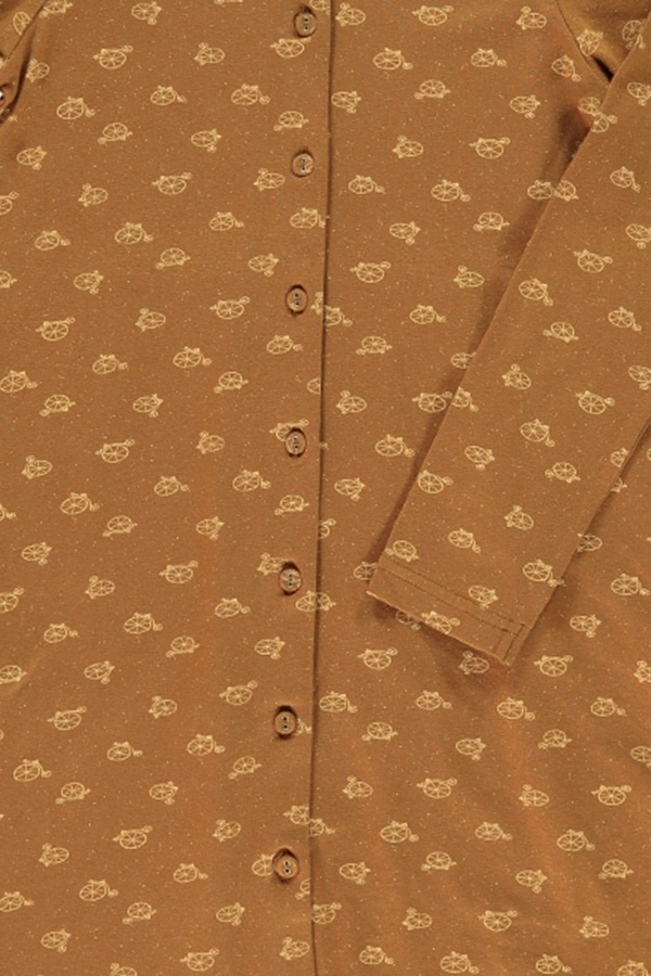 Vestido camisero marrón estampado bicicletas