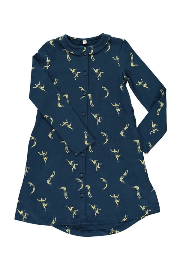 Vestido camisero azul marino estampado