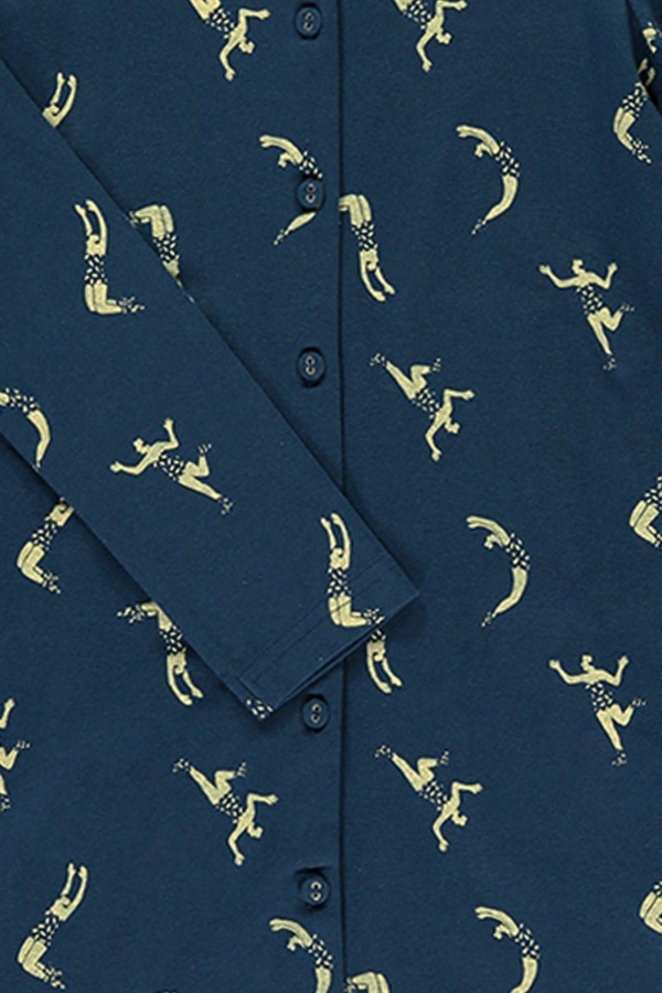 Vestido camisero azul marino estampado