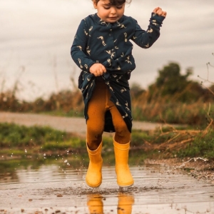 Vestido camisero azul marino estampado