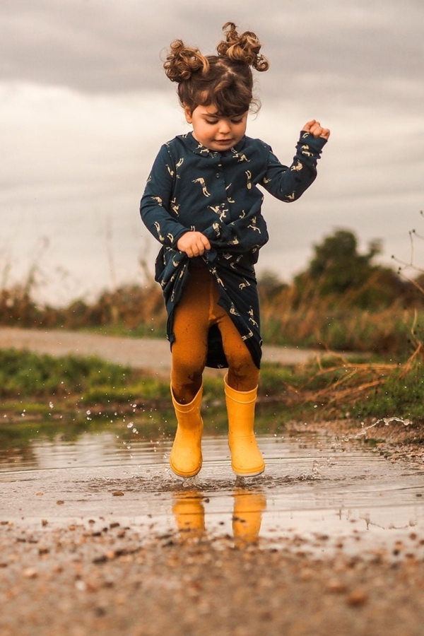 Vestido camisero azul marino estampado