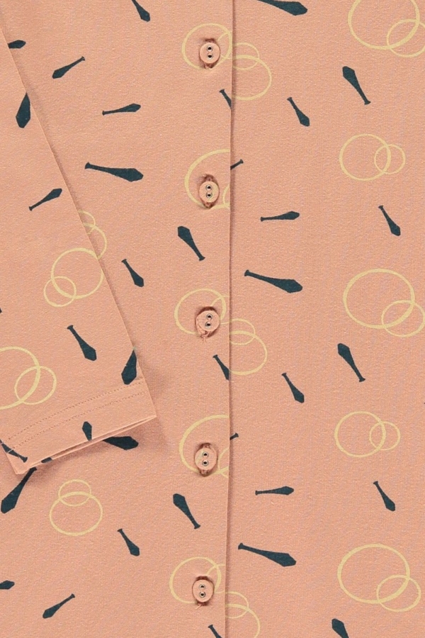 Vestido camisero rosa estampado malabares