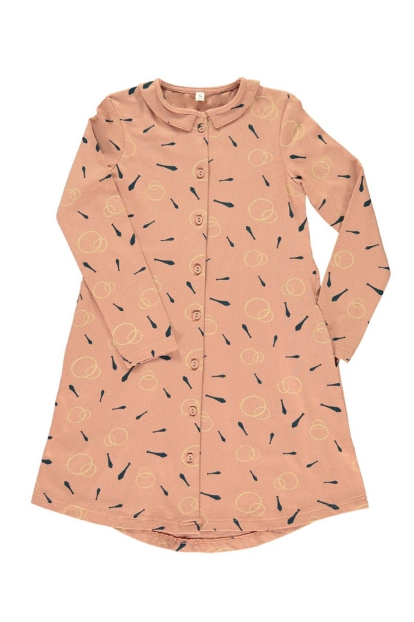 Vestido camisero rosa estampado malabares