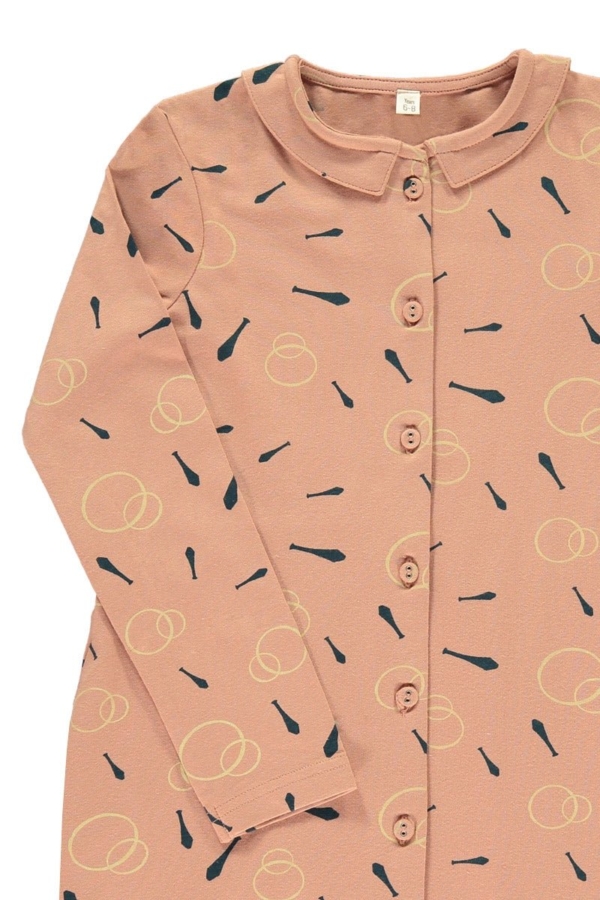 Vestido camisero rosa estampado malabares