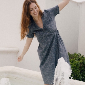 Eliette dress with fog in blue