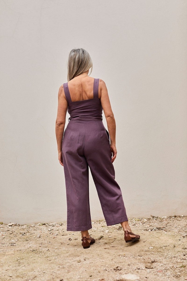 Fancy Linen Jumpsuit in Purple
