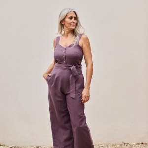 Fancy Linen Jumpsuit in Purple