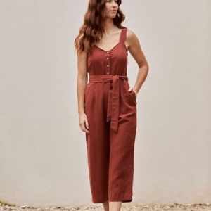 Fancy Linen Jumpsuit in Roiboos Red