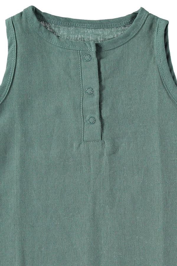 Baby Jumpsuit Aquamarine Blue in Linen & Organic Cotton