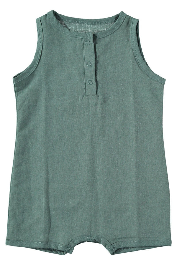 Baby Jumpsuit Aquamarine Blue in Linen & Organic Cotton
