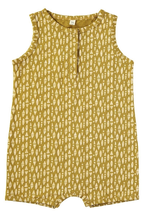Baby Jumpsuit Ethnic Mustard in organic cotton