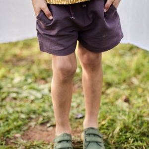 Purple Linen and Organic Cotton Shorts
