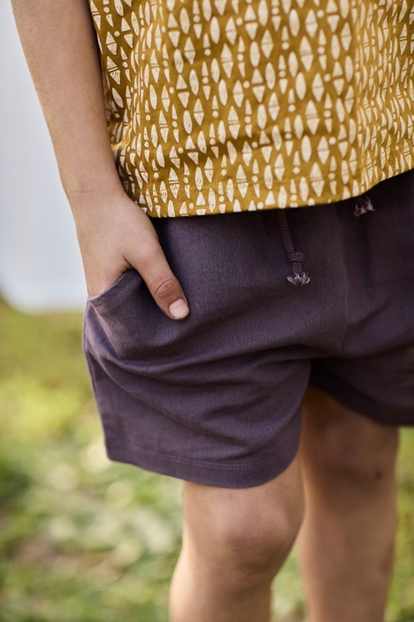Purple Linen and Organic Cotton Shorts