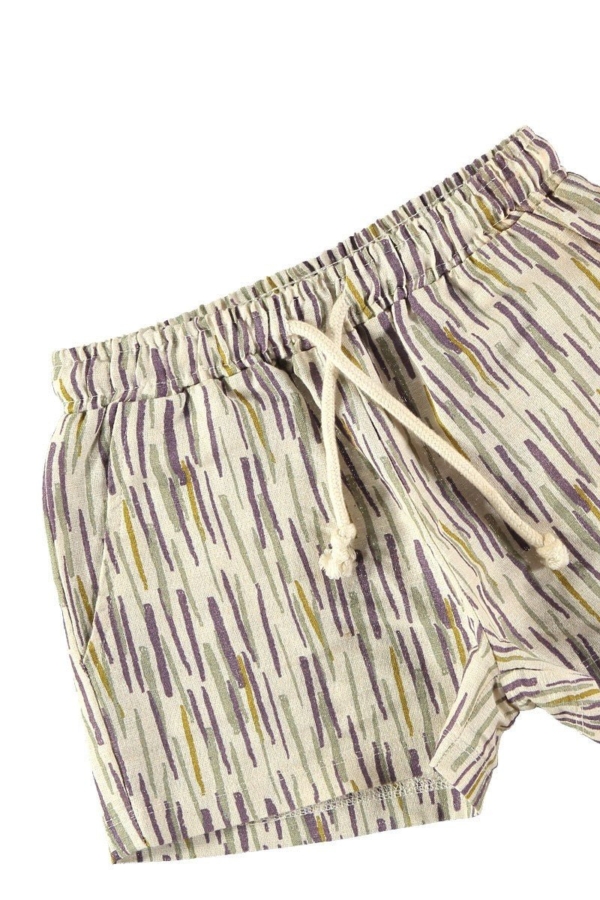 Beige Linen and Organic Cotton jungle Shorts