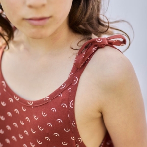 Strappy Tie Dress Tits in red 100% Organic Cotton