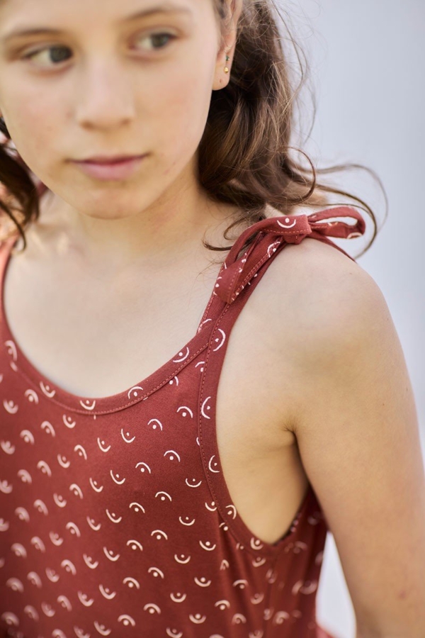 Strappy Tie Dress Tits in red 100% Organic Cotton