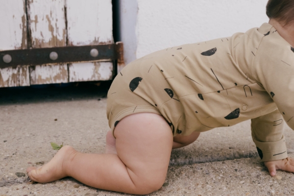 Griselle long sleeves baby bodysuit sidereal rain beige