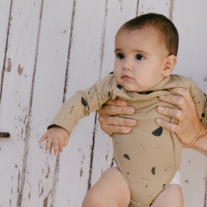 Griselle long sleeves baby bodysuit sidereal rain beige