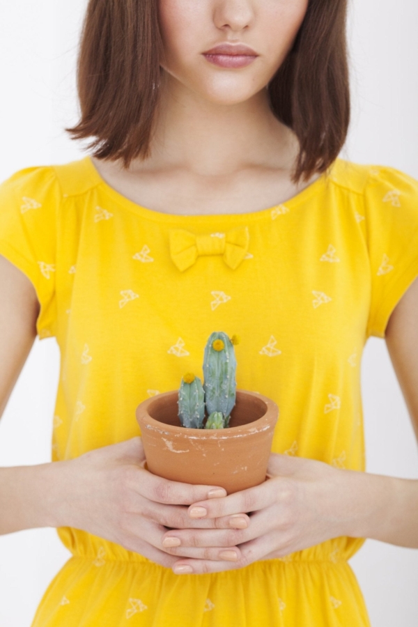 Yellow short sleeve Hila dress