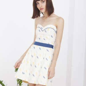 Feather strapless neckline Hillary dress