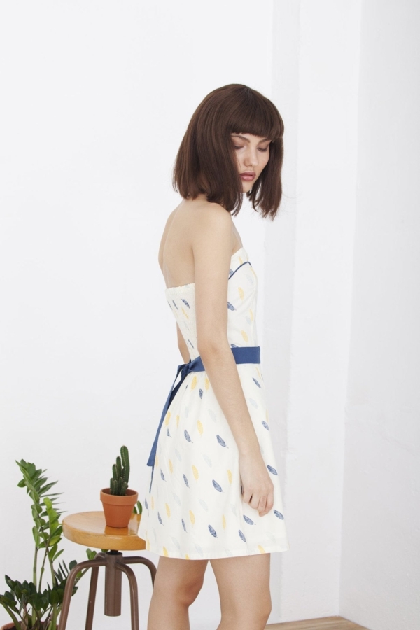 Feather strapless neckline Hillary dress