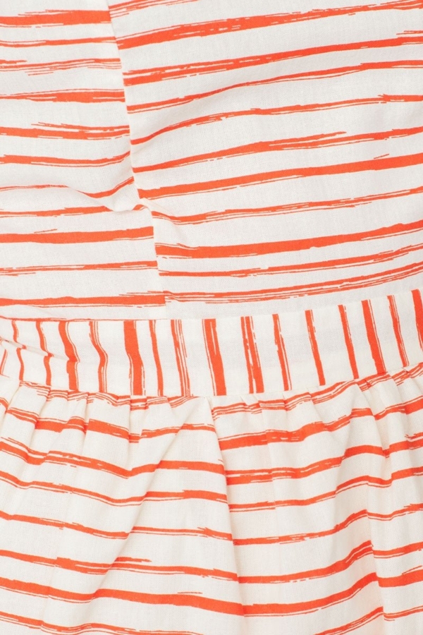 Moira back neckline with red stripes print