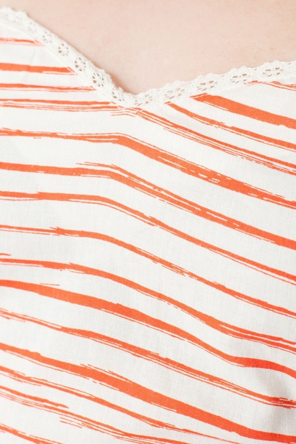 Micaela heart neckline with red stripes print