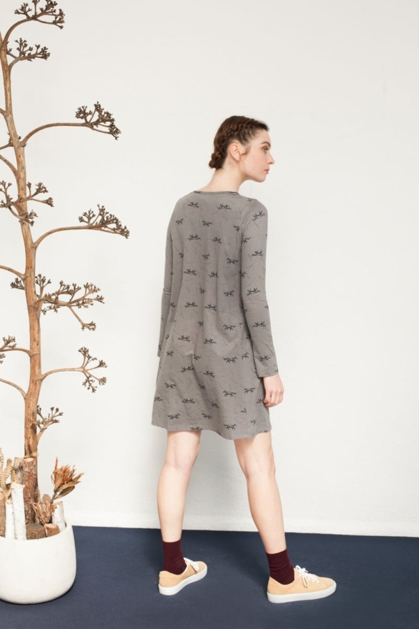 Vestido Nura evasé estampado zorros.