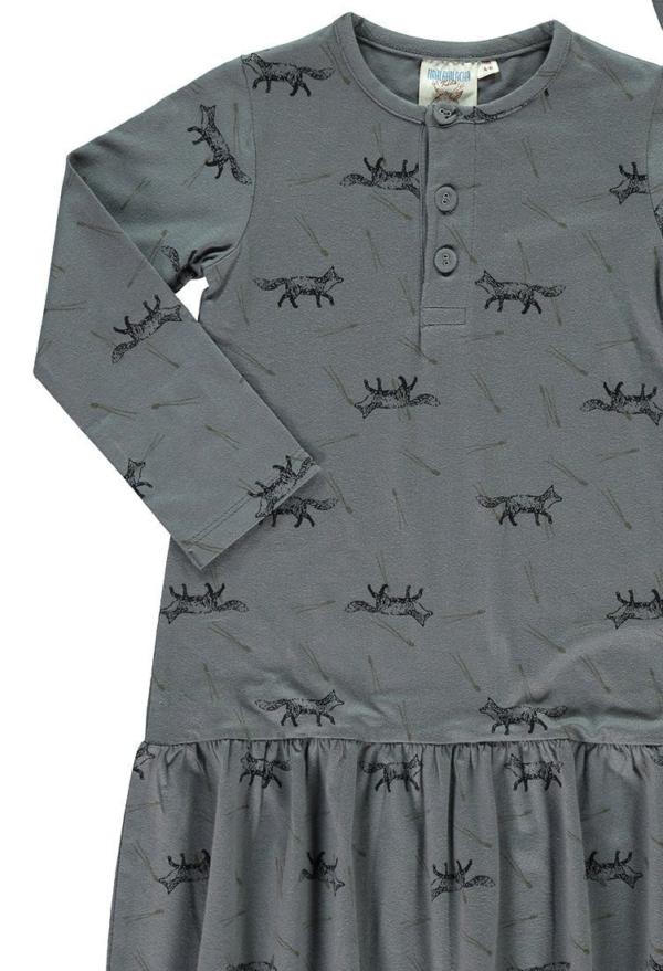 Vestido Charlestón con solapa estampado zorros